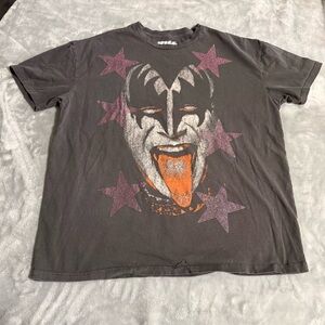Vintage y2k KISS Gene Simmons Graphic T-Shirt Rhinestone Stars Band Tee Size M/L